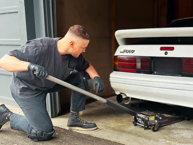 Lewis working on his RX-7